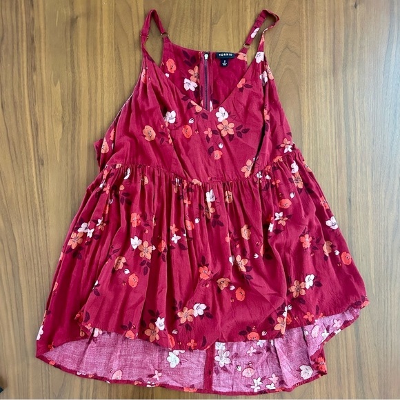 torrid Tops - Torrid Red Floral Babydoll Top - Sleeveless V-Neck